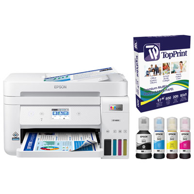 Epson EcoTank ET-4850 Wireless All-In-One Inkjet Printer with 500-Sheet Multi-Purpose Paper - White