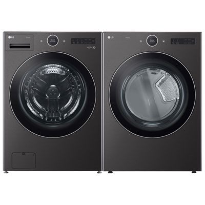 LG 5.8 Cu. Ft. High Efficiency Front Load Steam Washer & Steam Dryer - Black Steel