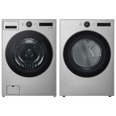 LG 5.2 Cu Ft High Efficiency Front Load Steam Washer & 7.4 Cu Ft Gas Steam Dryer - Graphite Steel