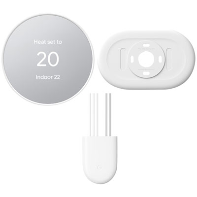 Thermostat Intelligent Wi-Fi Nest De Google Avec Nécessaire D'encastrement Et Connecteur D'alimentation - Neige