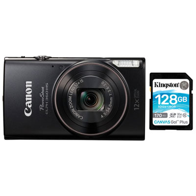Image of Canon PowerShot ELPH 360 HS WiFi 20.2MP 12x Optical Zoom Digital Camera & 128GB SDXC Memory Card