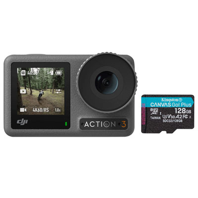 Image of DJI Osmo Action 3 Adventure Combo 4K Action Camera with 128GB Memory Card - Grey