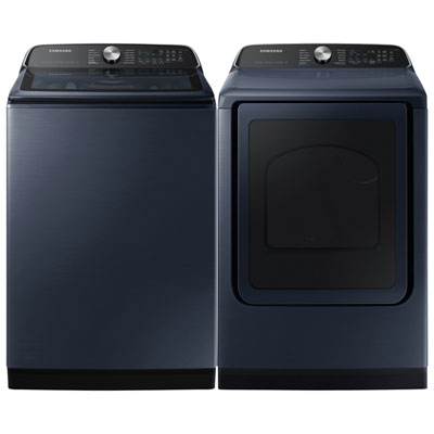 Samsung 6.1 Cu. Ft. Top Load Agitator Washer & Electric Steam Dryer - Brushed Navy/ Navy This is a great washing machine