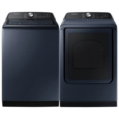 Samsung 6.2 Cu. Ft. Top Load Agitator Washer & Electric Steam Dryer - Brushed Navy/Navy
