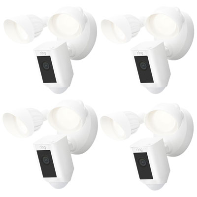 Ring Floodlight Cam Wired Plus Outdoor 1080p HD IP Camera - 4 Pack - White Great outdoor security camera with floodlight