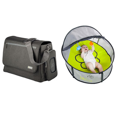 Image of bbluv Travelling With Baby Bundle - Ultra Messenger Diaper Bag & Nido Mini Travel Play Tent