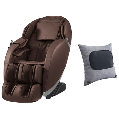 Image of Insignia 2D Zero Gravity Full Body Massage Chair with Massaging Pillow - Brown/Silver Trim