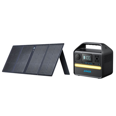 Image of Anker SOLIX 625 Solar Panel with Adjustable Kickstand (100 Watts) & 522 Portable Power Station (357 Watts)