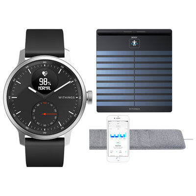 Image of Withings Connected Health Bundle- Body Segment Scan Smart Scale, ScanWatch 42mm Hybrid Smartwatch & Sleep Tracking Mat