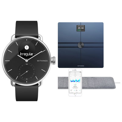 Image of Withings Connected Health Bundle - ScanWatch 38mm Hybrid Smartwatch, Body Composition Smart Scale & Sleep Tracking Mat
