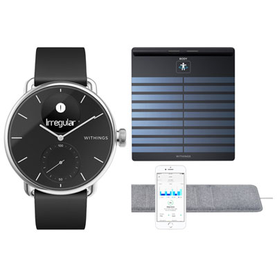 Image of Withings Connected Health Bundle - Body Segment Scan Smart Scale, ScanWatch 38mm Hybrid Smartwatch & Sleep Tracking Mat