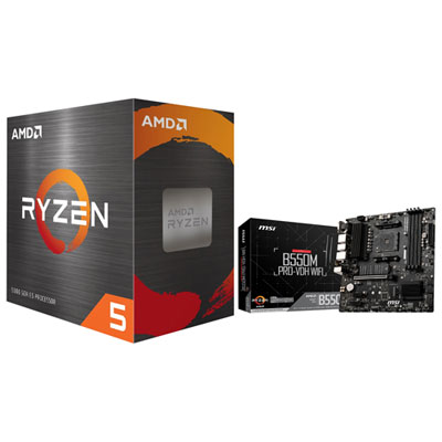 Image of AMD Ryzen 5 5600X Hexa-Core 3.7GHz AM4 Desktop Processor & WiFi Micro-ATX LGA AM4 DD4 Motherboard