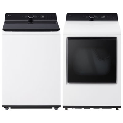 LG 6.3 Cu. Ft. High Efficiency Top Load Impeller Washer & 7.3 Cu. Ft. Electric Dryer - Alpine White Great Washer