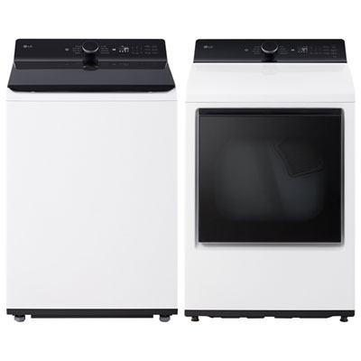 LG 6.1 Cu. Ft. High Efficiency Top Load Agitator Washer & 7.3 Cu. Ft. Electric Dryer - Alpine White Best Family Washer