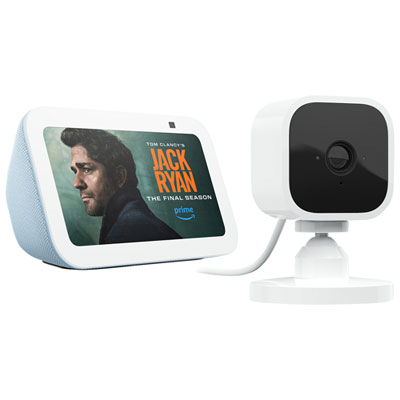 Amazon Echo Show 5 (3rd Gen) Smart Display & Blink Mini Wi-Fi Indoor 1080p IP Camera - Cloud Blue/White