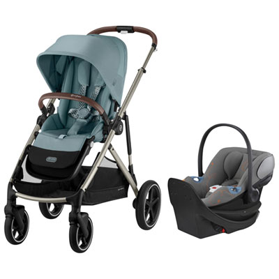 Cybex Gazelle S 2 Convertible Stroller with Aton G Swivel Infant Car Seat - Sky Blue/Lava Grey