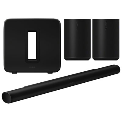 Barre De Son Arc Ultra Avec Haut-Parleur D'extrêmes Graves Sans Fil Sub 4 Et Haut-Parleurs Multipièces Era 100 De Sonos - Paire - Noir