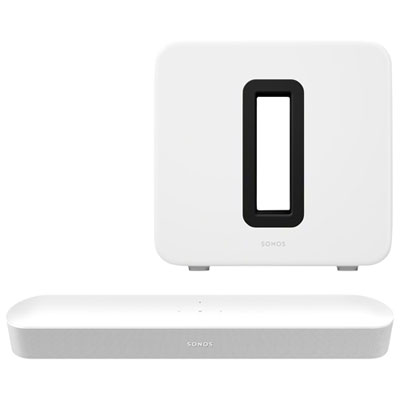 Sonos Beam (2nd Gen) Sound Bar with Sub 4 Wireless Subwoofer