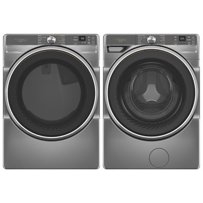 Sécheuse À Vapeur Au Gaz De 7,4 Pi³ Et Laveuse À Vapeur À Chargement Frontal De 5,0 Pi³ De Whirlpool - Argenté Rayonnant