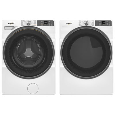 Whirlpool 4.5 Cu. Ft. Front Load Steam Washer & 7.4 Cu. Ft. Electric Steam Dryer- White