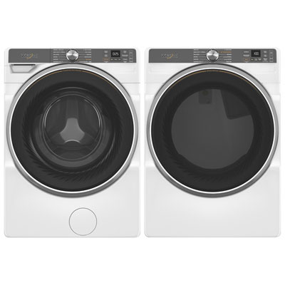 Whirlpool 5.0 Cu. Ft. Front Load Steam Washer & 7.4 Cu. Ft. Electric Steam Dryer - White