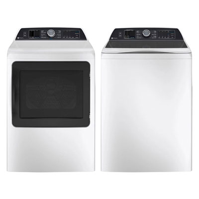 GE Profile 6.2 Cu. Ft. High Efficiency Top Load Washer & 7.3 Cu. Ft. Electric Steam Dryer - White