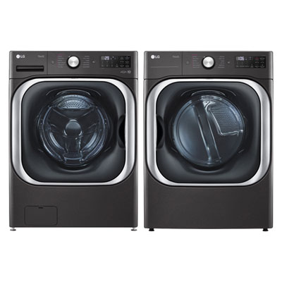 LG 6.0 Cu. Ft. High Efficiency Front Load Steam Washer & 9.0 Cu. Ft. Electric Steam Dryer - Black Steel