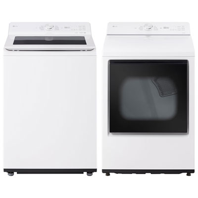 LG 5.8 Cu. Ft. High Efficiency Top Load Impeller Washer & 7.3 Cu. Ft. Sensor Dry Electric Dryer - Alpine White
