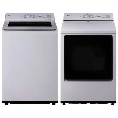 LG 5.6 Cu. Ft. High Efficiency Agitator Top Load Washer & 7.3 Cu. Ft. Electric Dryer - Alpine White