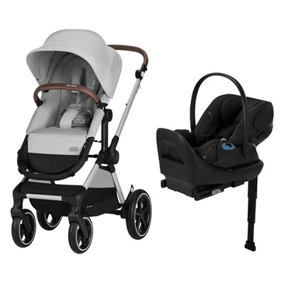 Cybex EOS Lux Convertible Stroller with Cloud G Rear-Facing Infant Car Seat - Lava Grey/Silver/Moon Black