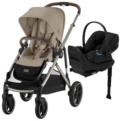 Cybex Gazelle S 2 Convertible Stroller with Cloud G Rear - Facing Infant Car Seat - Almond Beige/Moon Black