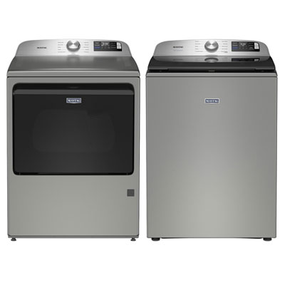 Maytag 6.0 Cu. Ft. High Efficiency Top Load Washer & 7.4 Cu. Ft. Gas Dryer - Classic Silver