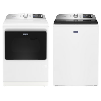 Laveuse À Chargement Par Le Haut He 6 Pi³ Et Sécheuse À Gaz À Vapeur 7,4 Pi³ Pet Pro De Maytag - Blanc