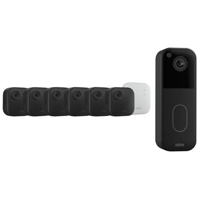 Système De Surveillance Avec Caméras Ip Sans Fil Hd Intégrale 1080P Outdoor 4 (6 Unités) Et Sonnette Vidéo Wi-Fi 1440P De Blink - Noir