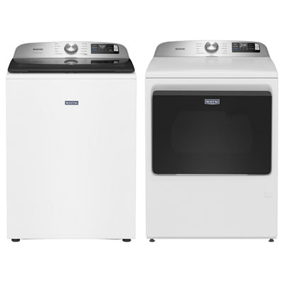 Maytag 6.0 Cu. Ft. High Efficiency Top Load Washer & 7.4 Cu. Ft. Gas Steam Dryer - White