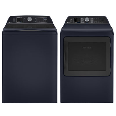 GE Profile 5.4 Cu. Ft. High Efficiency Top Load Washer & 7.3 Cu. Ft. Electric Steam Dryer - Sapphire Blue