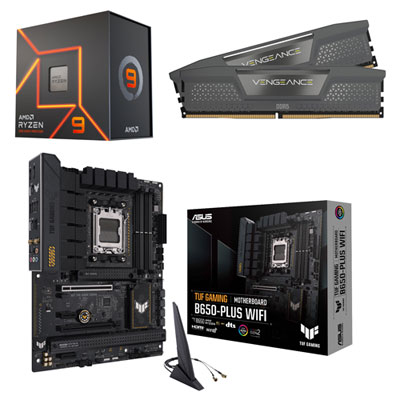 AMD Ryzen 9 7950X 16-Core 4.5GHz AM5 Processor, 32GB DDR5 Desktop Memory & B650-Plus Gaming WiFi6 ATX AM5 DDR5 Motherboard