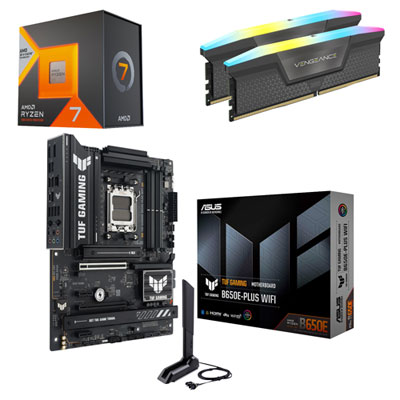 AMD Ryzen 7 7800X3D 8-Core 4.2GHz AM5 Processor, Vengeance RGB 16GB DDR5 Desktop Memory & B650E-PLUS Wi-Fi 6E AM5 DDR5 Motherboard