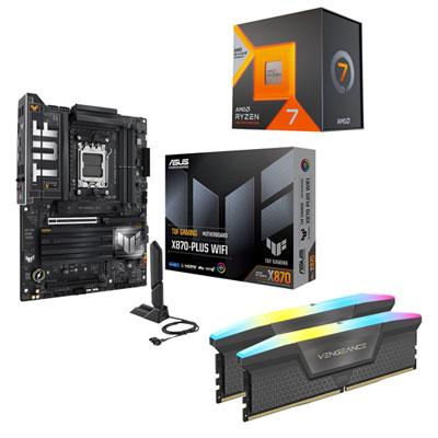 AMD Ryzen 7 7800X3D 8-Core AM5 Processor, Vengeance RGB 16GB DDR5 Desktop Memory & UF GAMING X870-PLUS WiFi7 ATX AM5 Motherboard