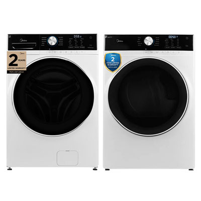 Midea 5.2 Cu. Ft. High Efficiency Front Load Washer & 8.0 Cu. Ft. Front Load Electric Dryer - White
