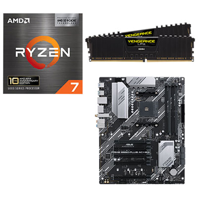 Processeur Octocoeur Ryzen 7 5800X3D 4,5 Ghz Am4 D'amd, Mémoire D'ordinateur 32 Go Vengeance Lpx De Corsair Et Carte Mère Prime B550-Plus D'asus