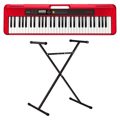 Casio CT-S200 61-Key Electric Keyboard with ARST Keyboard Stand - Red