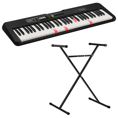 Casio LK-S250 61-Key Electric Keyboard with ARST Keyboard Stand - Black