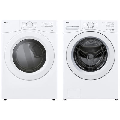 LG 7.4 Cu. Ft. Electric Dryer & 5.2 Cu. Ft. Front Load Washer - White