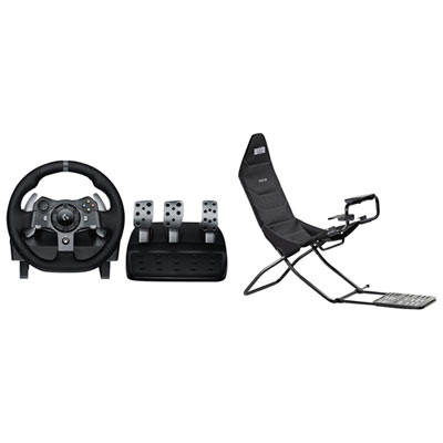 Logitech G920 Driving Force Racing Wheel & Next Level Racing GT lite Air Foldable Simulator Cockpit - Black
