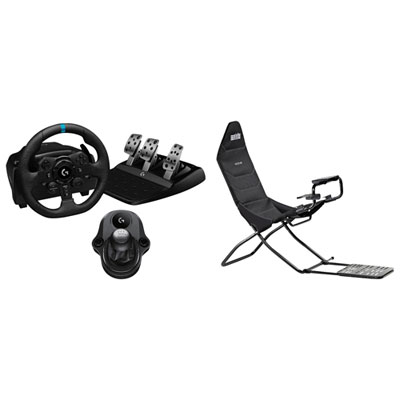 Logitech G923 Racing Wheel & Pedals with Driving Force Shifter & Next Level Racing GT lite Air Foldable Simulator Cockpit