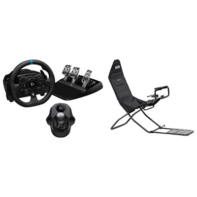 Logitech G923 Racing Wheel & Pedals with Driving Force Shifter & Next Level Racing GT lite Air Foldable Simulator Cockpit
