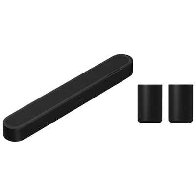 Sonos Beam Ultra 7.1.2 Channel Smart Soundbar & Sonos Era 100 Wi-Fi / Bluetooth Smart Speaker (Pair) - Black