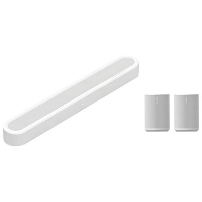 Sonos Beam Ultra 7.1.2 Channel Smart Soundbar & Sonos Era 100 Wi-Fi / Bluetooth Smart Speaker (Pair) - White