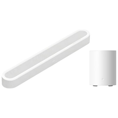 Sonos Beam Ultra 7.1.2 Channel Smart Soundbar & Sonos Sub Mini Wireless Subwoofer - White